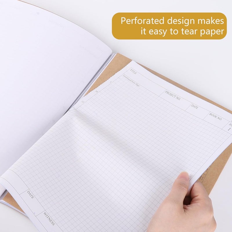 suituts 2 Pack Carbonless Chemistry Lab Notebook, 8.5X11 Inch Students Lab Notebook for Scientific/Physic/Biology, 50 Sets Per Pack, 4x4 Square Grid (Kraft) - Image 5